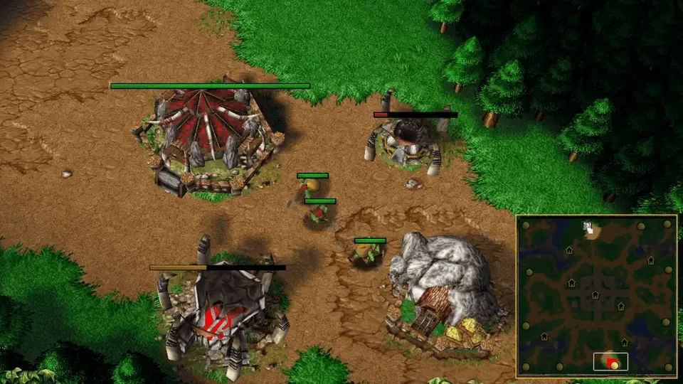 The same view with WarReHook: enemy units in the fog revealed